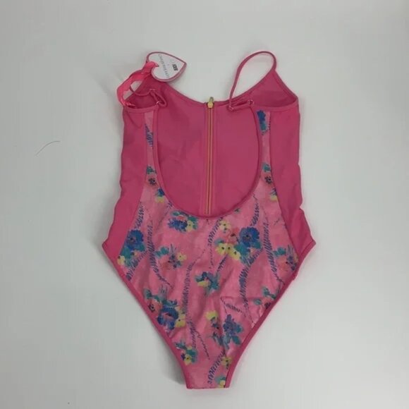 Nwt Love Shack Fancy x Beach Riot Cheryl Hints Hibiscus Floral Zip Swimsuit - Picture 9 of 11